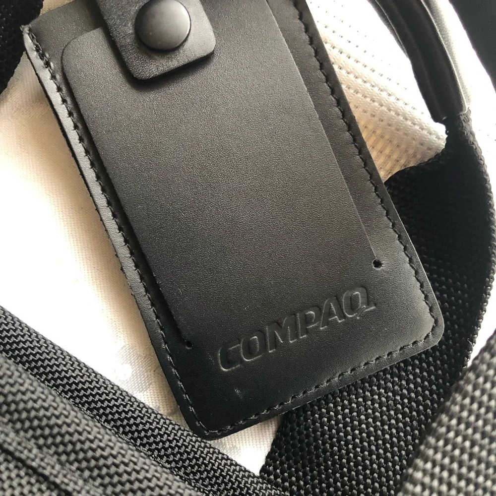 COMPAQ Black Leather/Canvas Men’s Professional Briefcase Messenger Bag NWOT